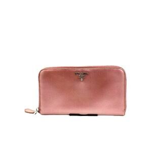 HOT! Prada Pink Metallic Saffiano Lux Leather Continental Wallet*EUC
